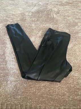 Black Faux Leather Kids Leggings